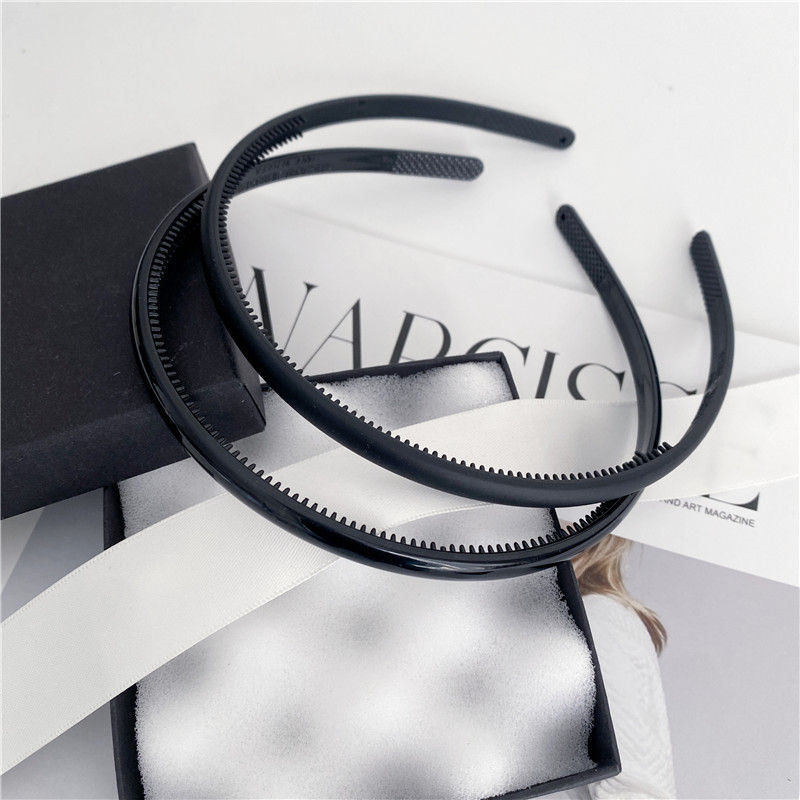 韩国进口带齿防水窄边黑色发箍女