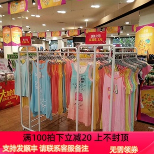 铁艺落地双排服装 展示架双杠侧挂衣服架双面中岛架内衣店睡衣货架