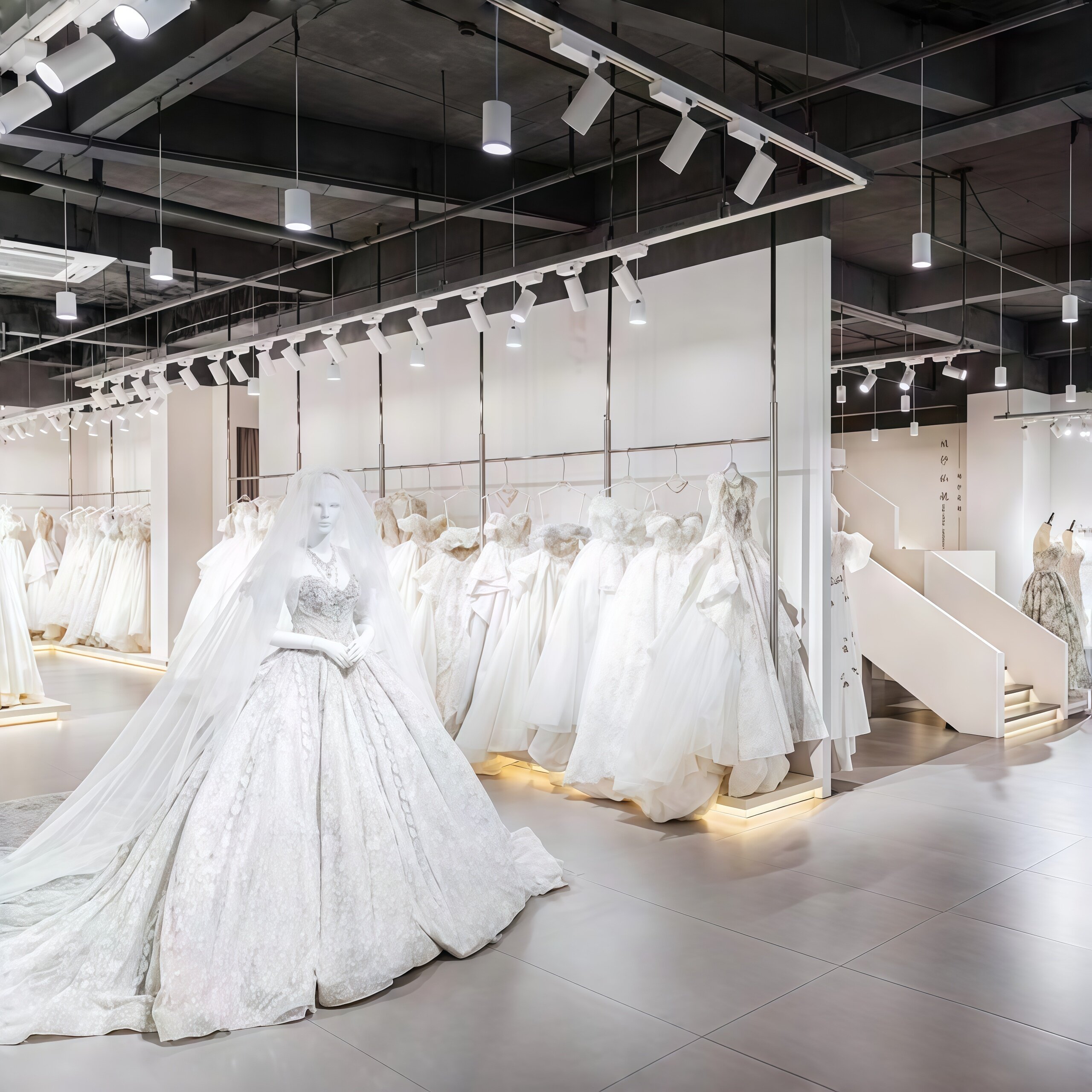 订制不锈钢婚纱展示架悬挂礼服吊架顶天立地拖尾挂衣架秀禾陈列架