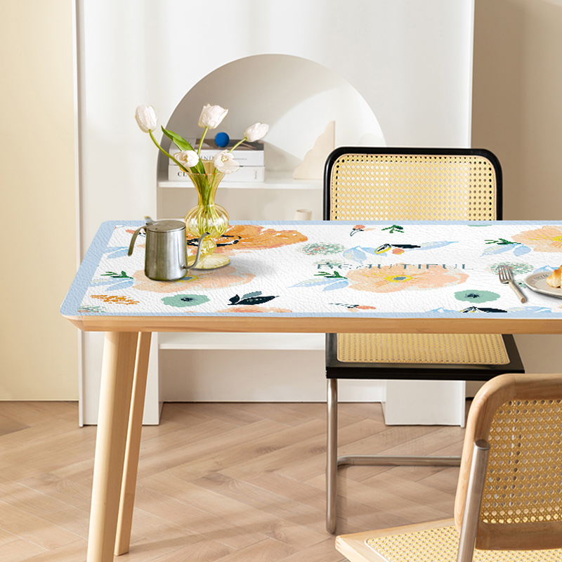 北欧简约桌垫防水防油免洗防烫家用皮革餐桌布长方形茶几桌垫台布