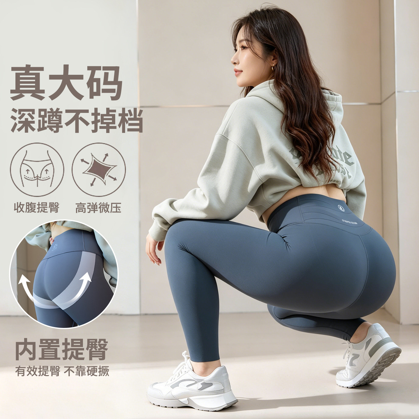 胖mm大码瑜伽裤女外穿打底裤200斤不掉档高腰提臀弹力塑型紧身裤