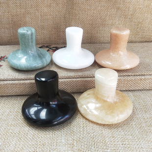 天然砭石养生火山能量石spa热石蘑菇头脸部按摩玉石美容热敷石头