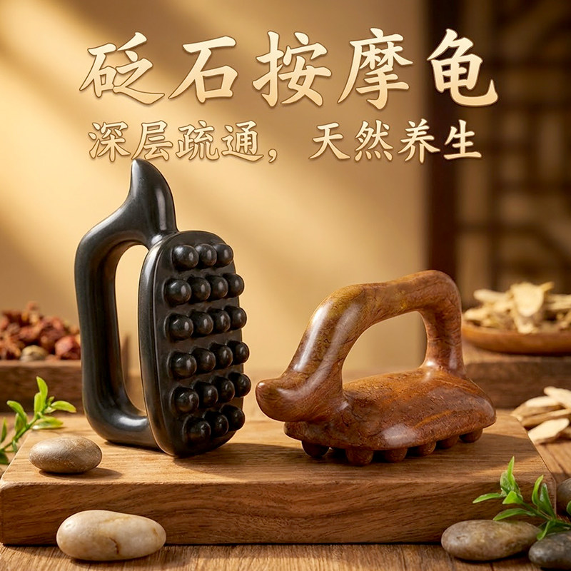 砭石按摩龟经络刷按摩器全身通用美容推拿刮痧仪经络推背能量石