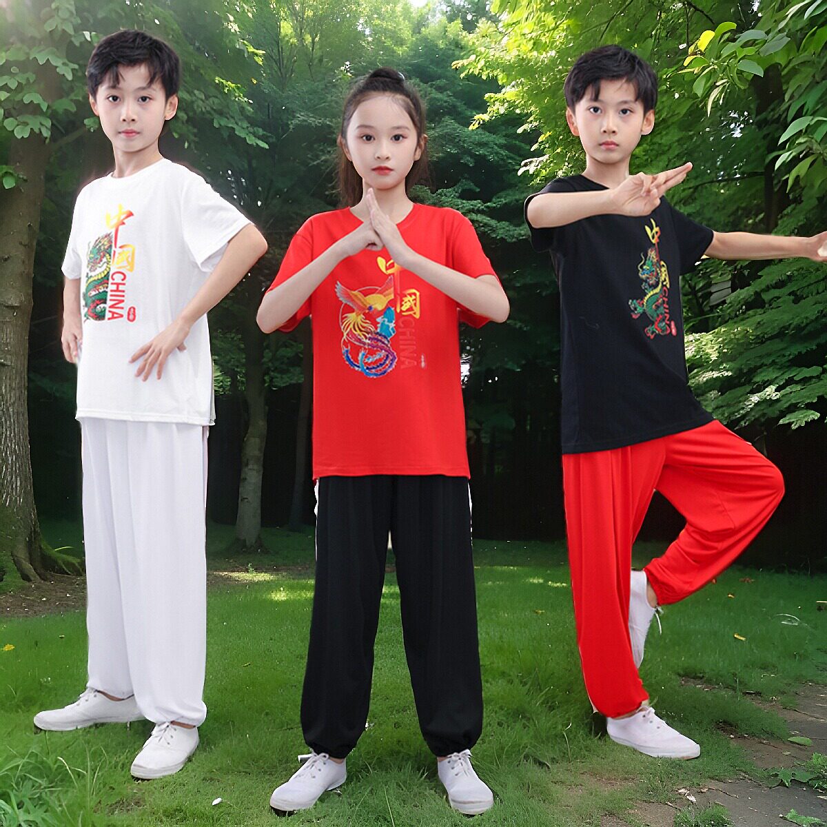 男女童纯棉武术服国潮龙凤练功服