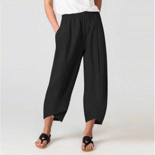 waisted high cotton and cropped Haren linen pants