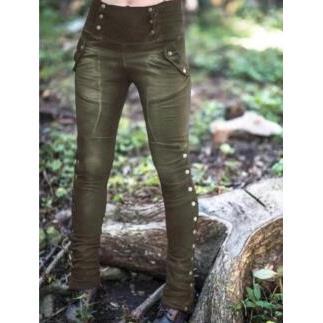 Rivet slit ankle pants with elastic pockets and pencil pants