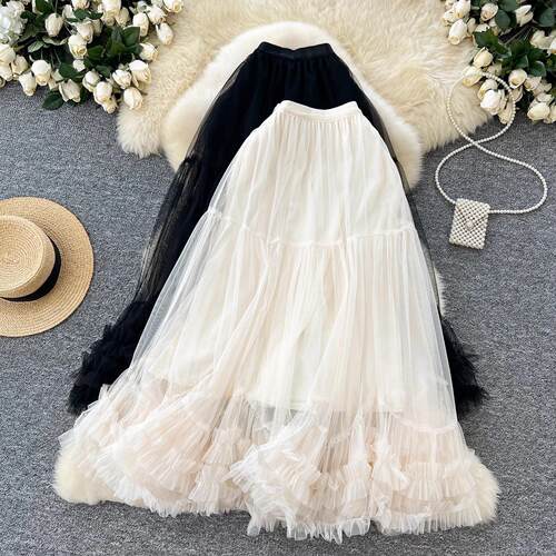 Xianwang gauze skirt high waist slimming character fluffy