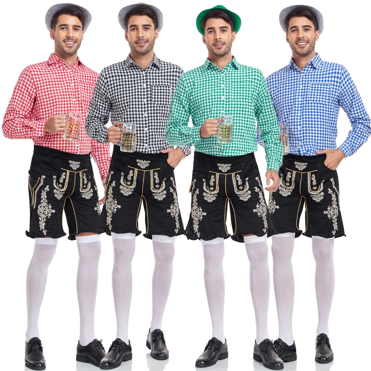 German traditional beer festival costume checkered shirt