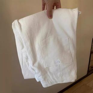 Very stunning~Linen white pants, lazy and casual hanging