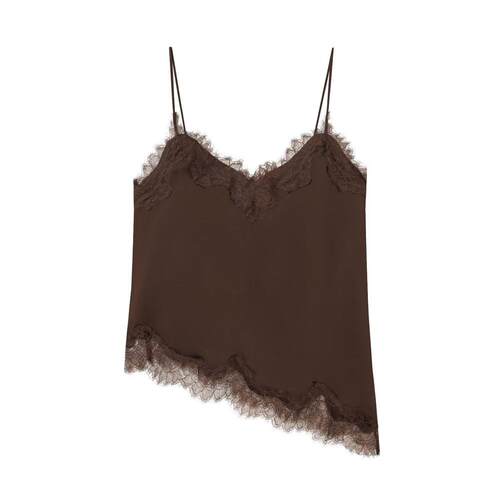 Sleeveless lace patchwork satin camisole top