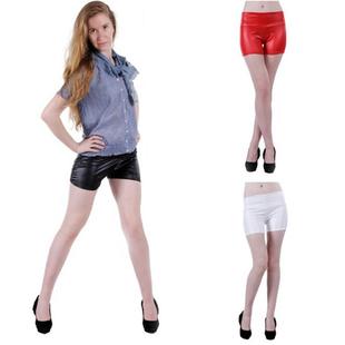 waisted pants shorts light tight high leather Black faux