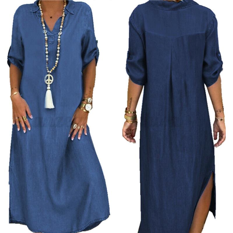 Plus size women's denim dress plus size dress