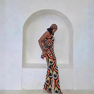 High Fork Dress Women Silk Knitted Bright Pants