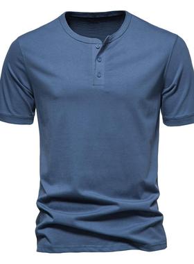 Men's collar short shirt, men's three button short