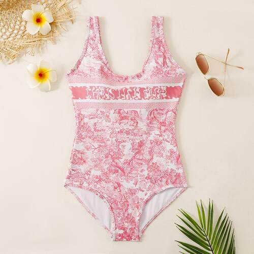 Letter connected ink painter swimsuit, women's printed