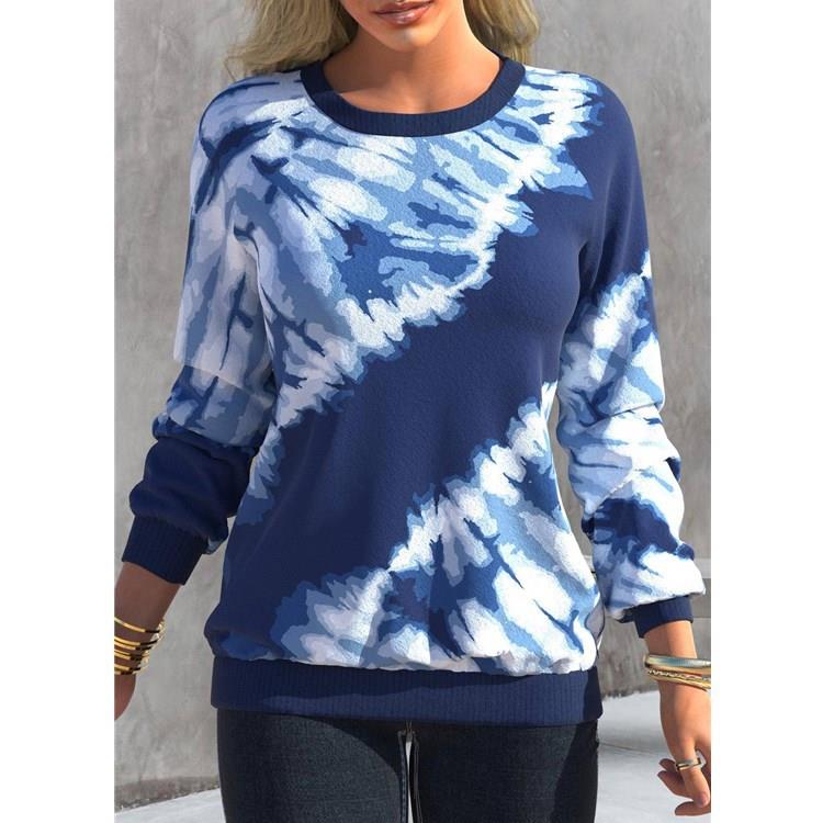 Autumn women's printed top with shoulder inserted long
