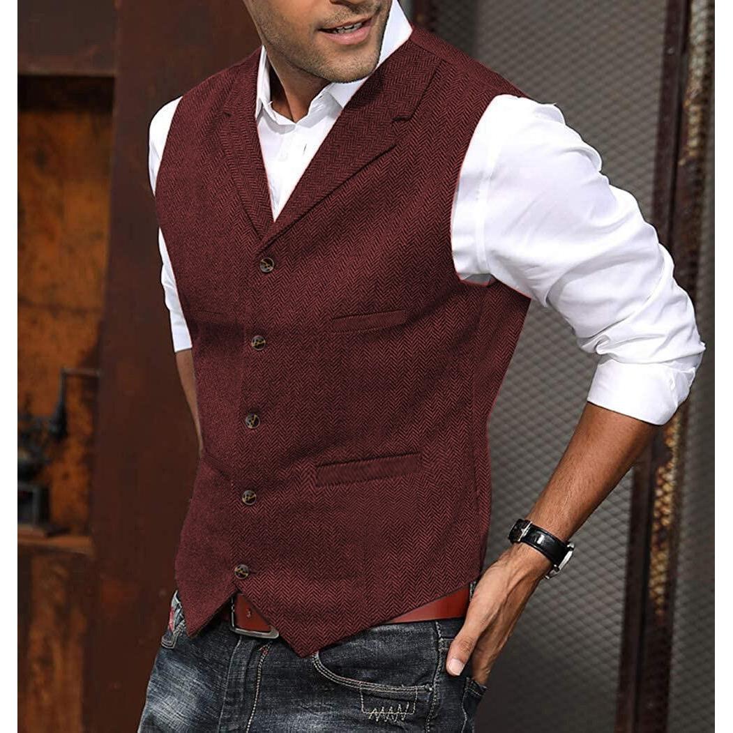 Men's suit vest, herringbone vest, workwear vest