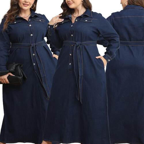 Large size women's clothing with collar and open placket,