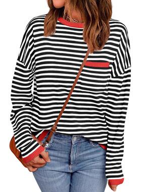 Striped long sleeved shirt with women's pockets