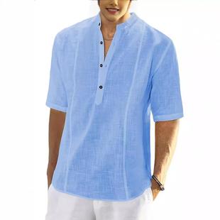 Men's linen shirt with mid sleeves for men's wear