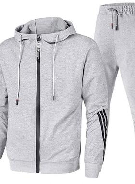 Printed sports suit hooded zipper couple running hoodie