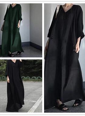 Cotton and linen plus size long dress 棉麻大码长连衣裙