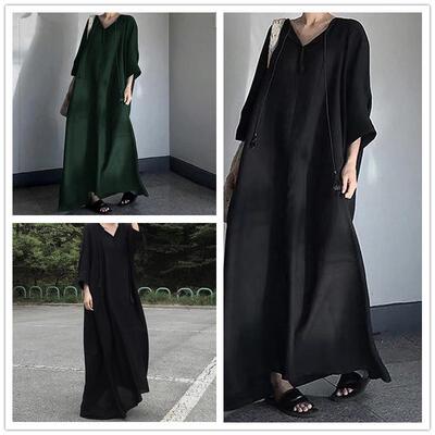 Cotton and linen plus size long dress 棉麻大码长连衣裙