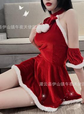 Red plus size dress for women's festival, backless, and