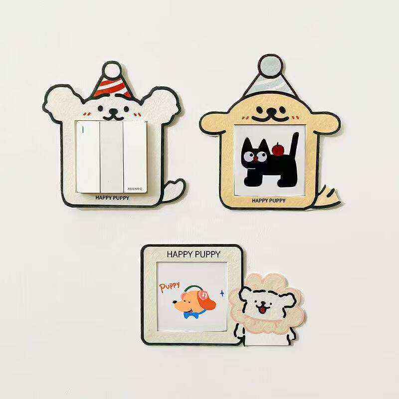 可爱小狗开关贴家用插座
