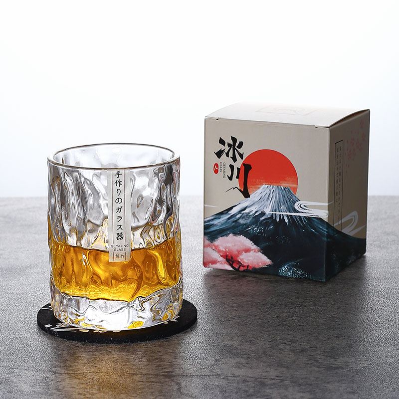 收藏手作 日式锤纹洋酒杯威士忌酒杯家用冰川啤酒杯冰冻玻璃杯子