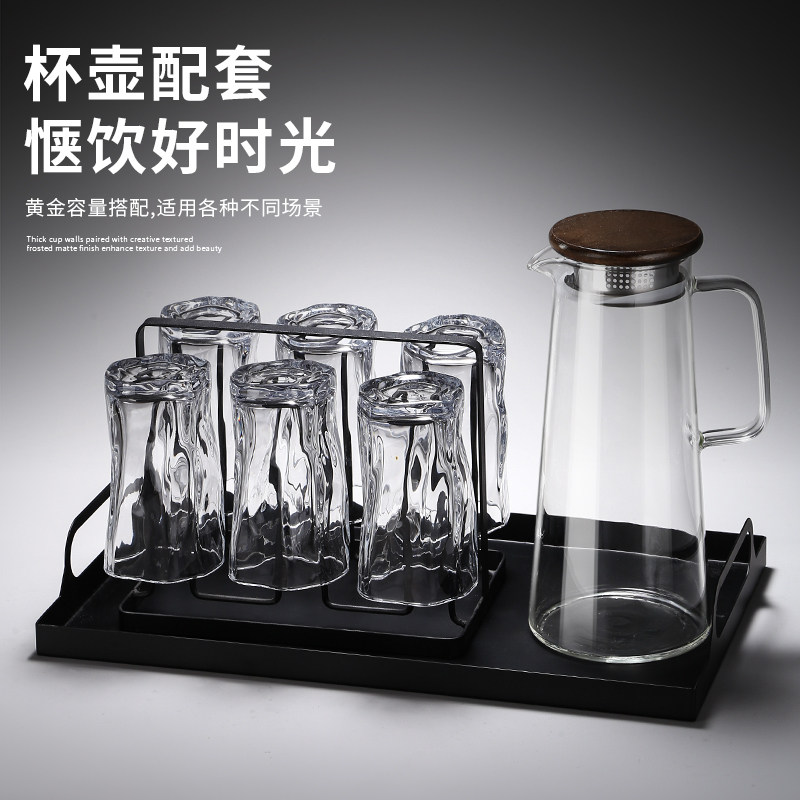 高级感轻奢扭扭水杯玻璃耐高温家用高颜值待客夏季凉开水杯套装杯