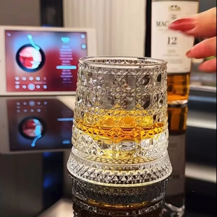 麦卡伦转转杯子水晶旋转威士忌酒杯高级感白兰地啤酒杯古典洋酒杯