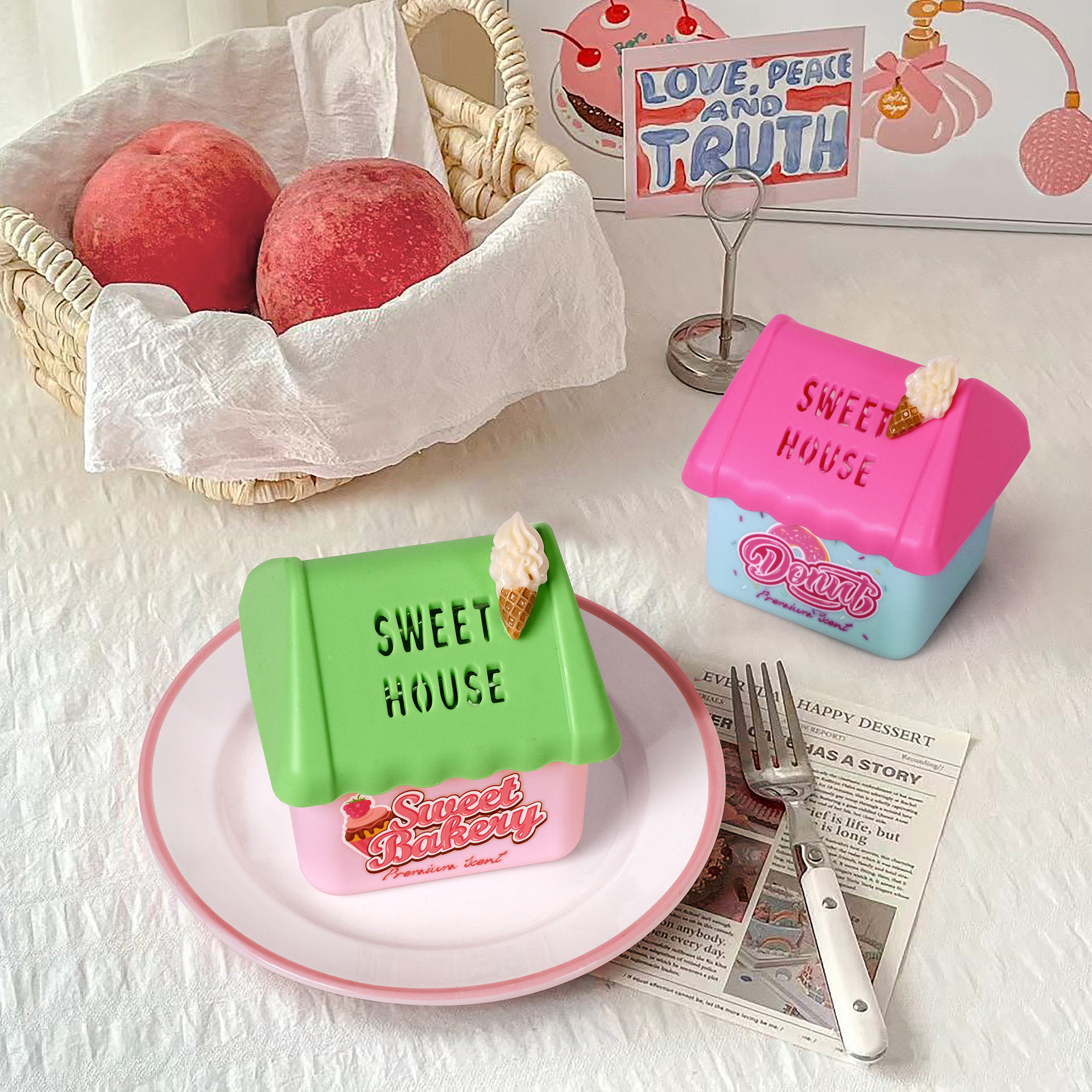 冰淇淋小屋香薰膏室内空气清新剂持久散香车载香氛伴手礼除味摆件