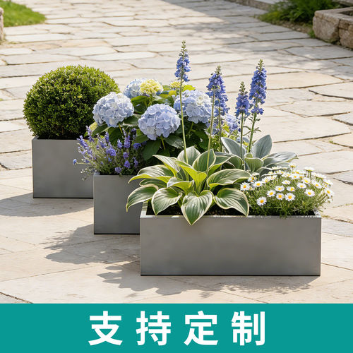 花园绿化造景长方形水泥花箱户外露台加厚花盆庭院花槽耐用种植箱