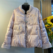 轻奢国风毛领盘扣提花棉服保暖厚款 新中式 外套 2025冬季 款 大码 女装