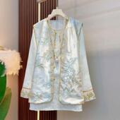 国风韵味刺绣双面双穿马甲打底衫 新中式 两件套 2025春季 款 大码 女装