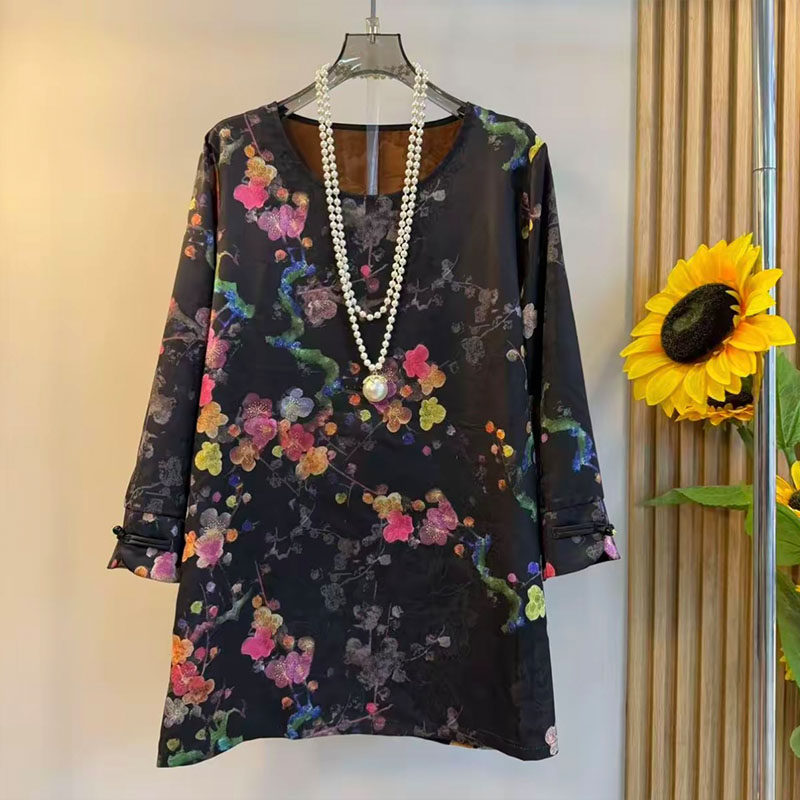 新中式大码女装2025秋季新款国潮风轻奢盘扣提花长袖衬衫气质上衣,女装/女士精品,大码内搭,淘宝优惠券,粉丝福利购,淘宝优惠卷