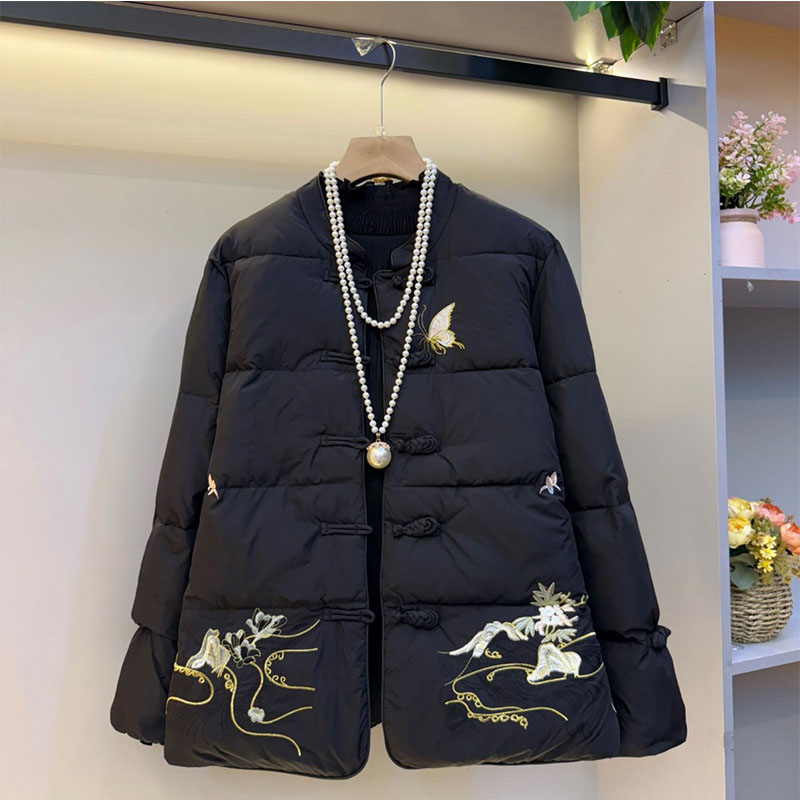 胖mm国潮风轻奢刺绣盘扣气质棉服