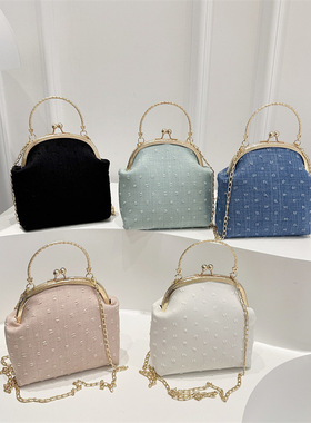 in时尚洋气复古2025新款时尚单肩斜挎包女包简约质感链条晚宴包