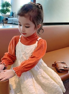 女童秋装2022新款连衣裙儿童背心吊带公主裙韩版宝宝洋气白色裙子