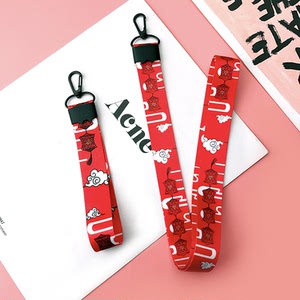 新年大红灯笼喜庆编织带开运挂脖绳情侣潮流手机壳饰品腕带挂件