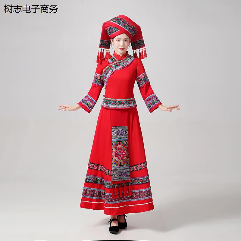 广西壮族三月三服饰女成人少数民族歌圩节表演舞蹈盛装苗族演出服
