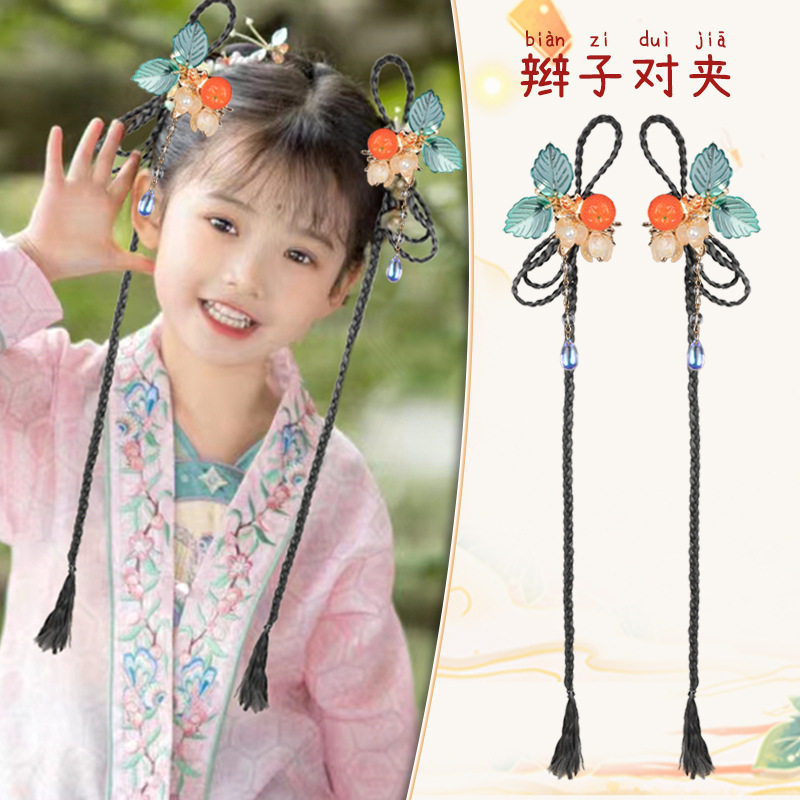儿童汉服假发一体发箍假发包头饰