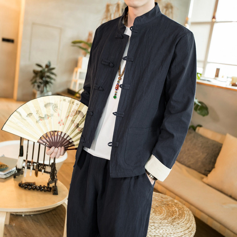 2020秋冬新款中国风男装唐装盘扣