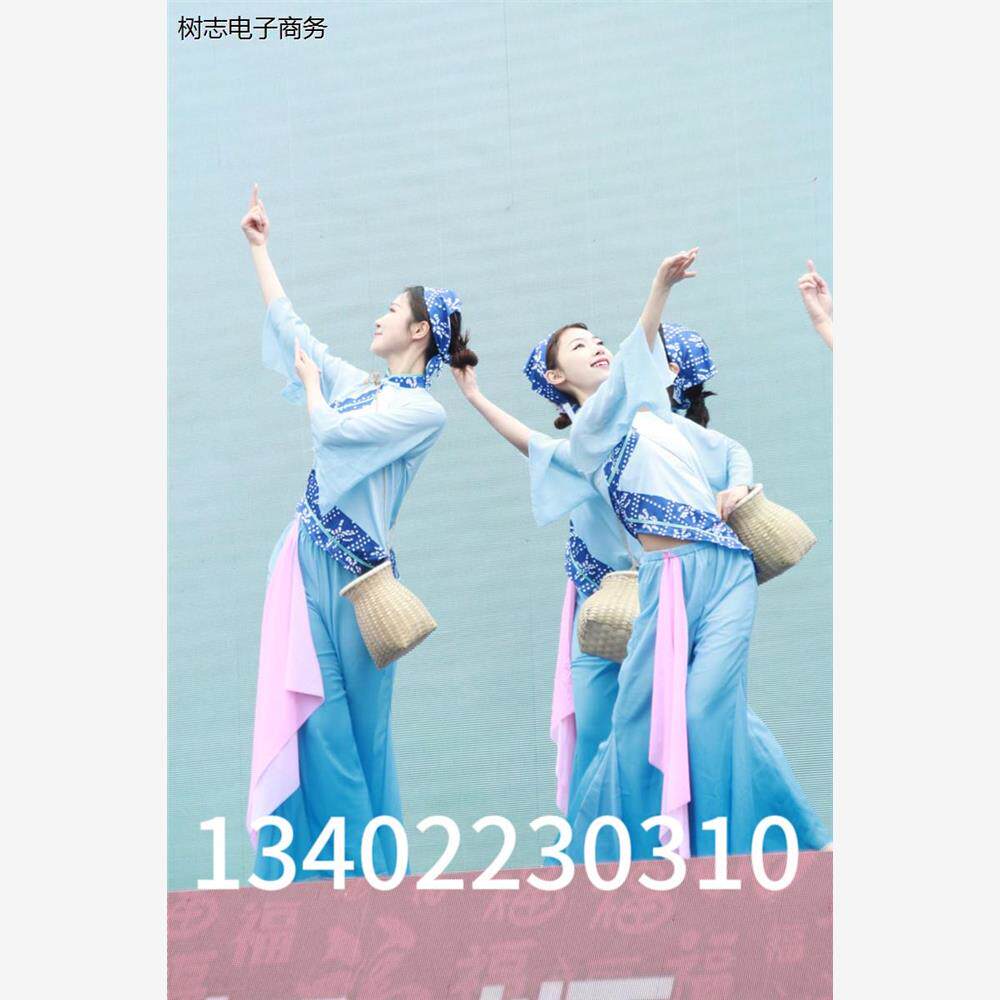 2024春晚采茶舞曲秧歌服喜庆演出服女村姑服装民族舞蹈广场舞套装