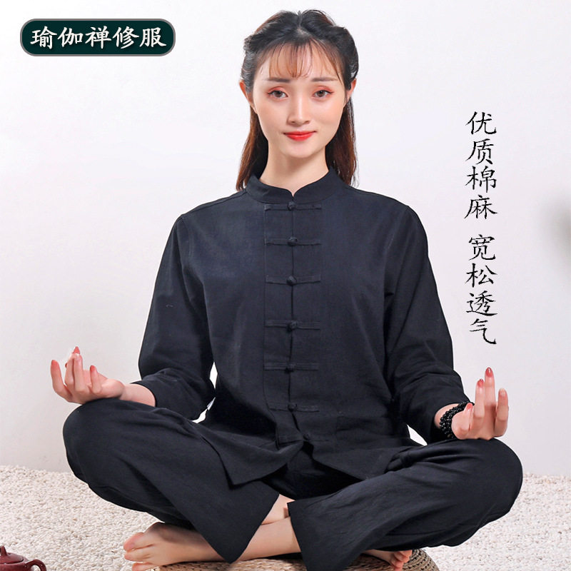 棉麻禅修瑜伽服新款健身衣户外