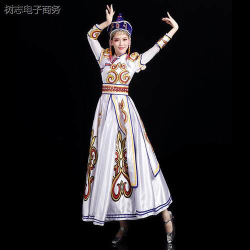 新款显瘦蒙古舞蹈服装演出服女少数民族风蒙族舞服饰艺考大摆裙