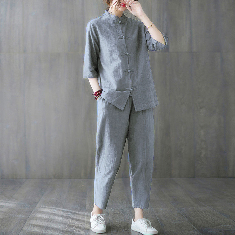 居士服女佛系衣服年轻款夏季禅意