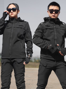 秋冬加绒作训服保安黑色