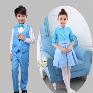 新款中小学生大合唱服装诗歌诵服秋冬季儿童演出服表演服男女礼服